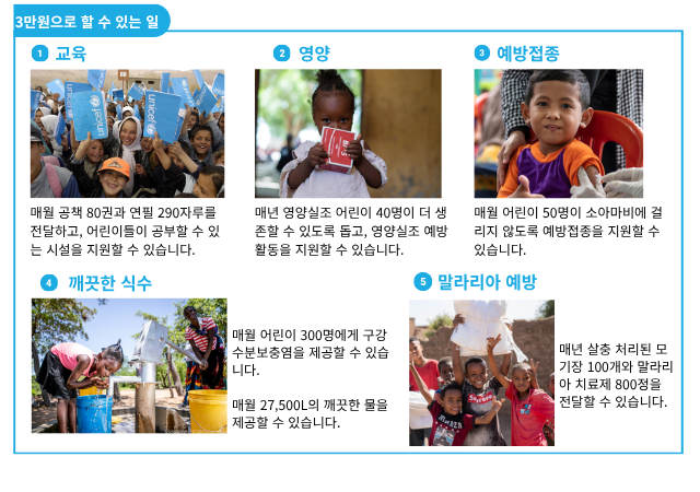 유니세프 3만원으로 할 수 있는 일